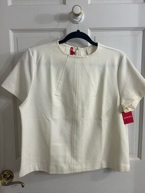 SPANX The Perfect Funnel Neck Top Powder Ivory Large NWT